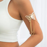 Thumbnail for Geometric Layered Butterfly Tassel Arm Chain - ArtGalleryZen