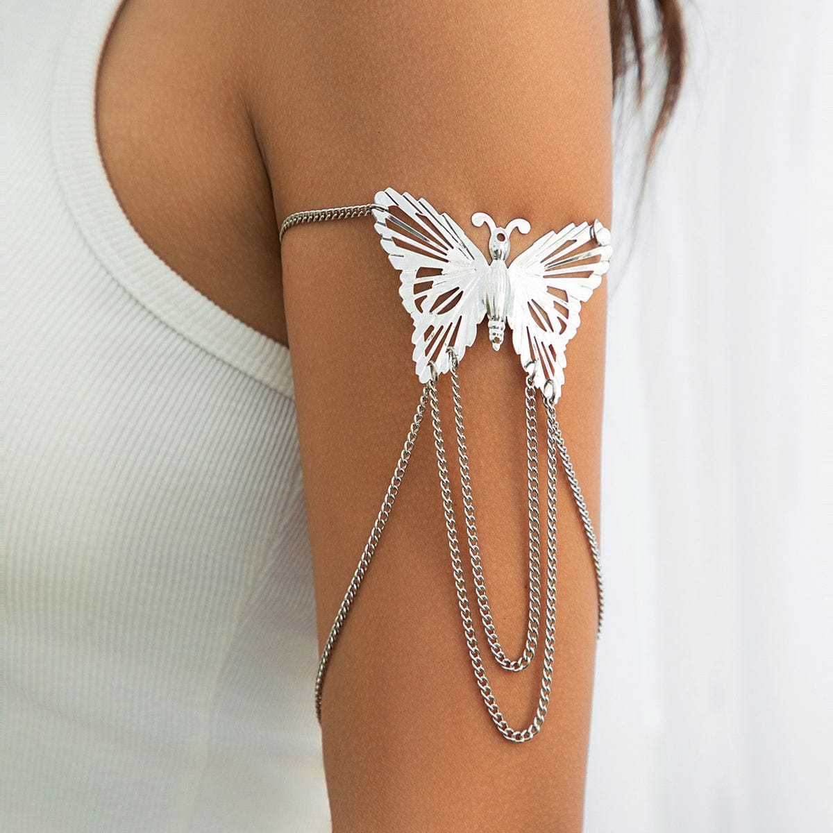 Geometric Layered Butterfly Tassel Arm Chain - ArtGalleryZen