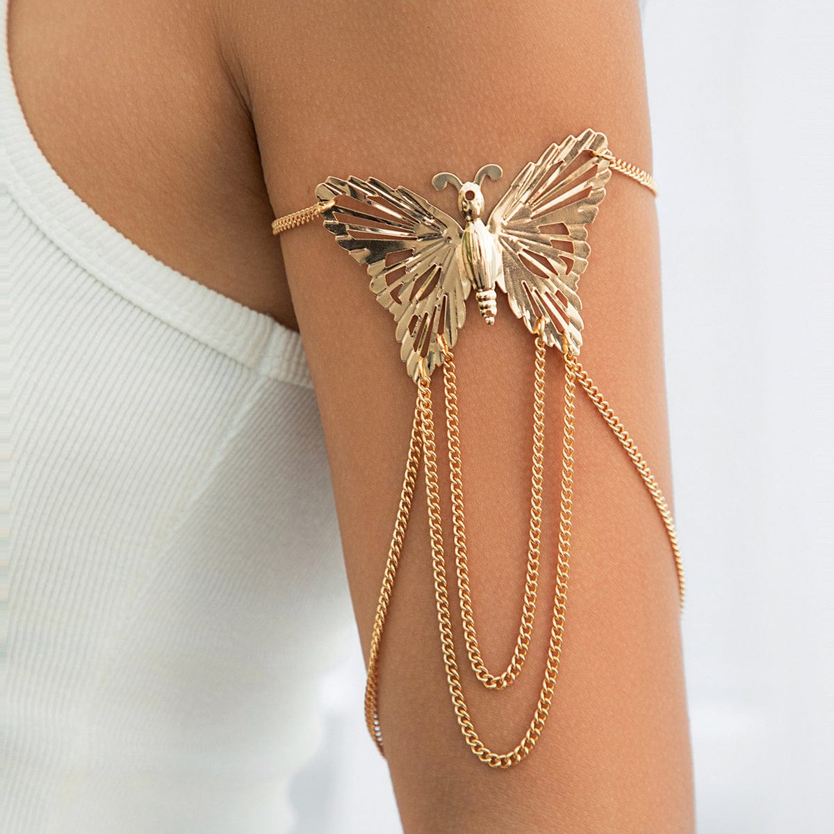 Geometric Layered Butterfly Tassel Arm Chain - ArtGalleryZen