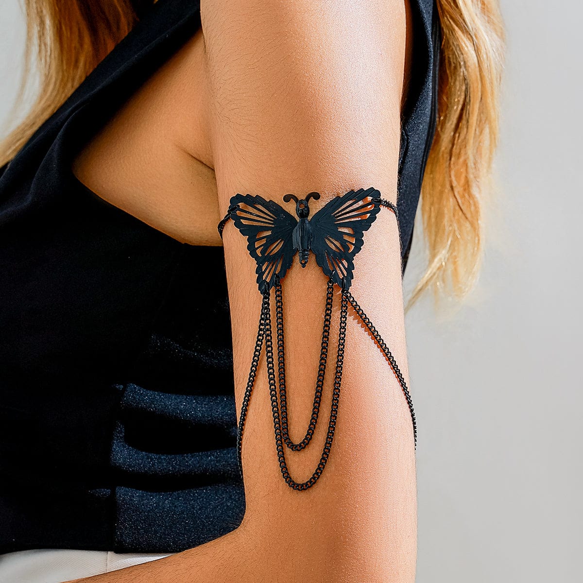 Geometric Layered Butterfly Tassel Arm Chain - ArtGalleryZen