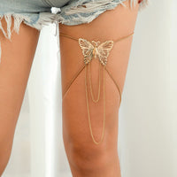 Thumbnail for Geometric Layered Butterfly Tassel Thigh Leg Chain - ArtGalleryZen