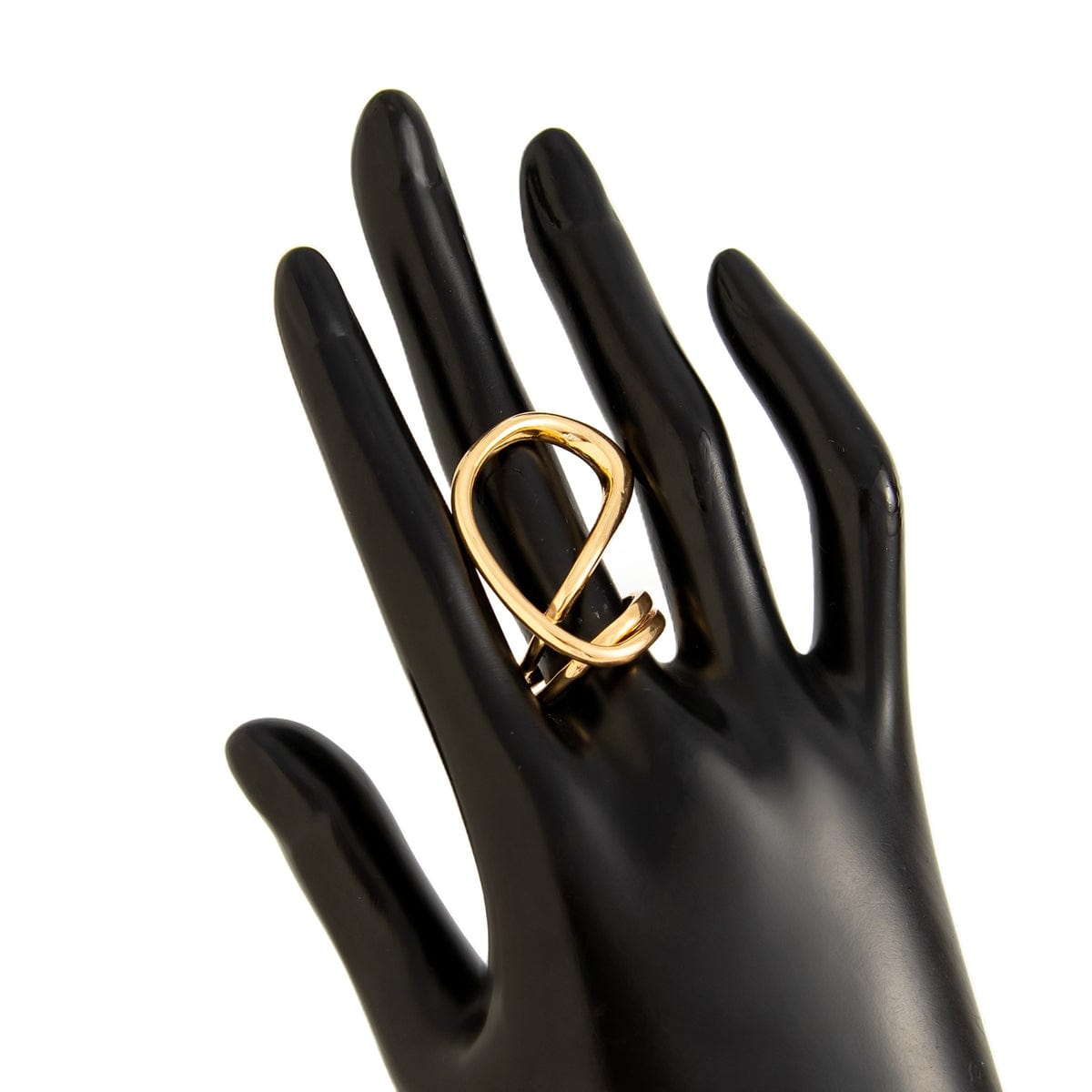 Geometric Layered Gold Silver Plated Curved Ring - ArtGalleryZen