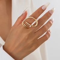 Thumbnail for Geometric Layered Gold Silver Plated Curved Ring