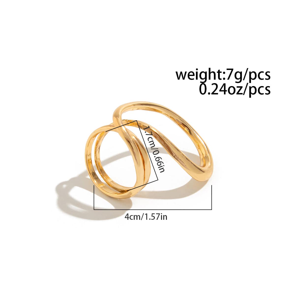 Geometric Layered Gold Silver Plated Curved Ring