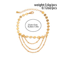 Thumbnail for Geometric Layered Gold Silver Tone Sequin Chain Anklet - ArtGalleryZen