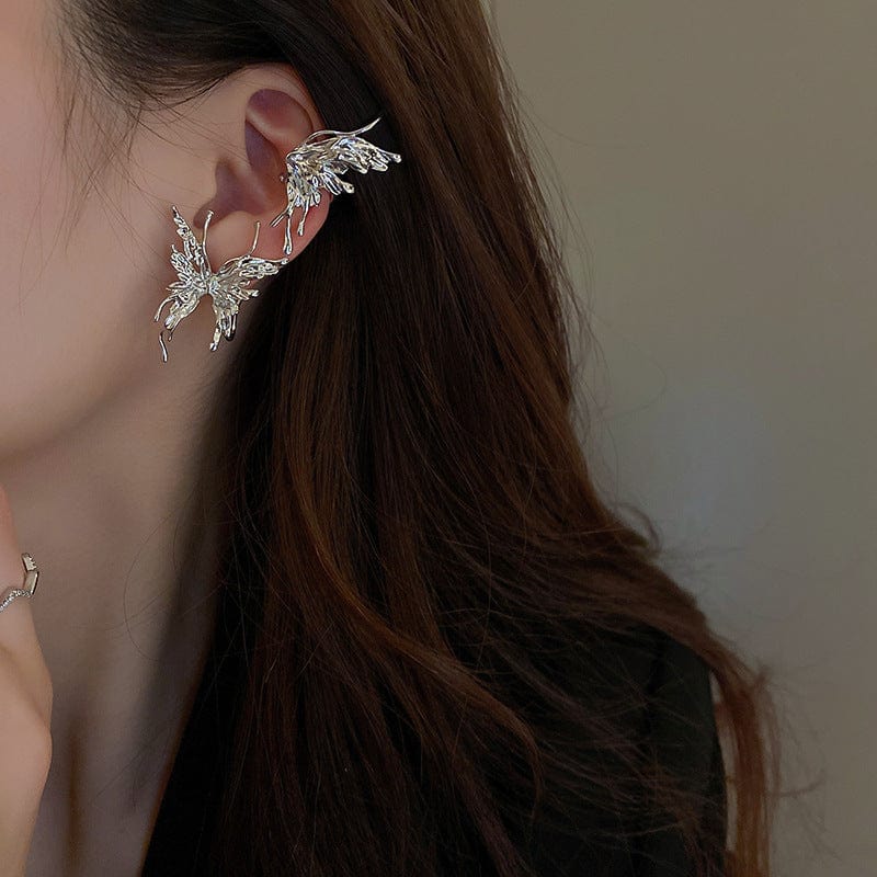 Geometric Liquid Butterfly Ear Cuff Climber Crawler Wrap Earring - ArtGalleryZen
