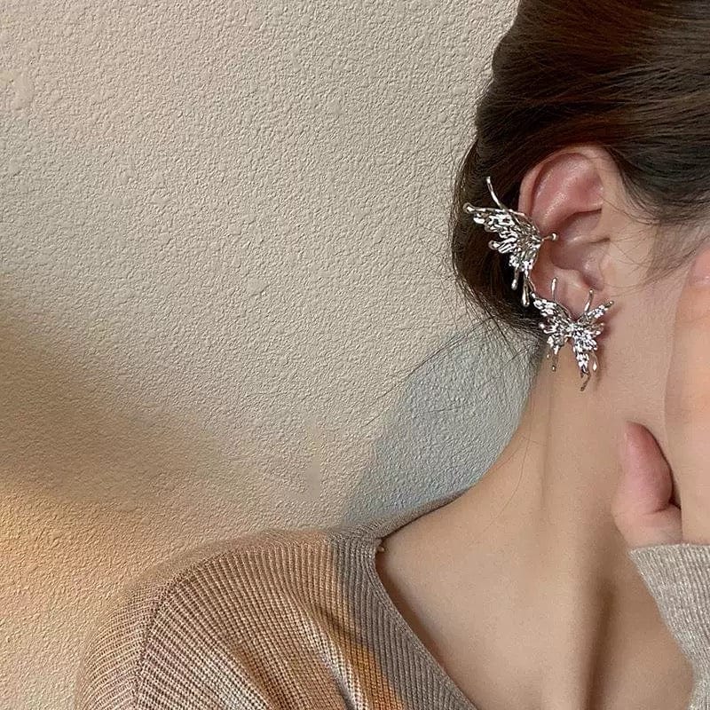 Geometric Liquid Butterfly Ear Cuff Climber Crawler Wrap Earring - ArtGalleryZen