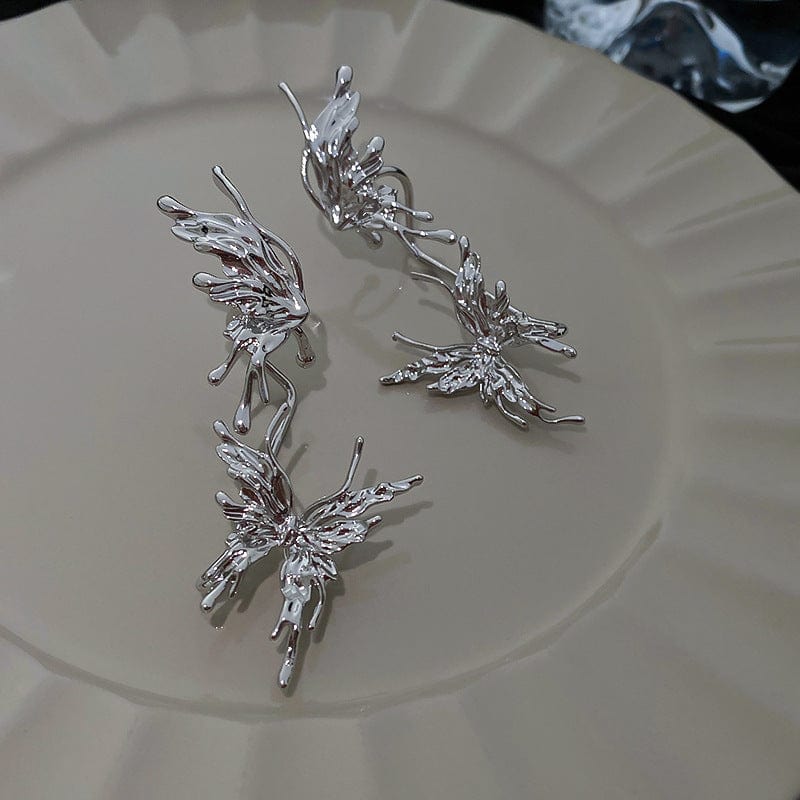 Geometric Liquid Butterfly Ear Cuff Climber Crawler Wrap Earring - ArtGalleryZen