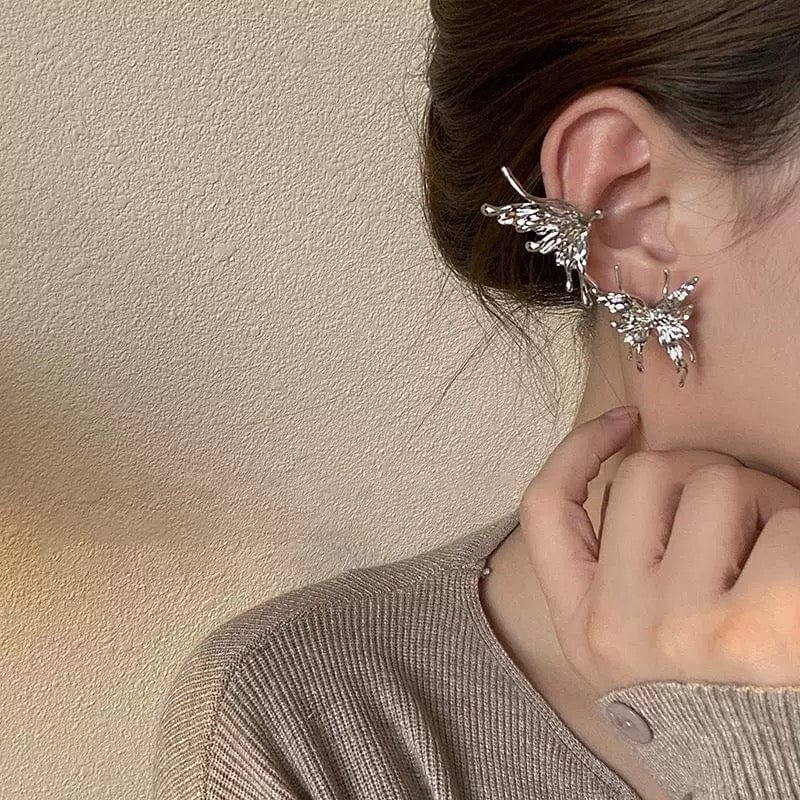 Geometric Liquid Butterfly Ear Cuff Climber Crawler Wrap Earring - ArtGalleryZen