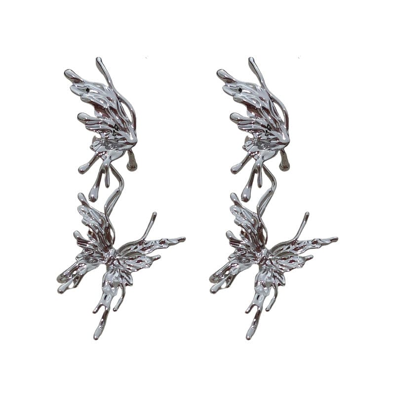 Geometric Liquid Butterfly Ear Cuff Climber Crawler Wrap Earring