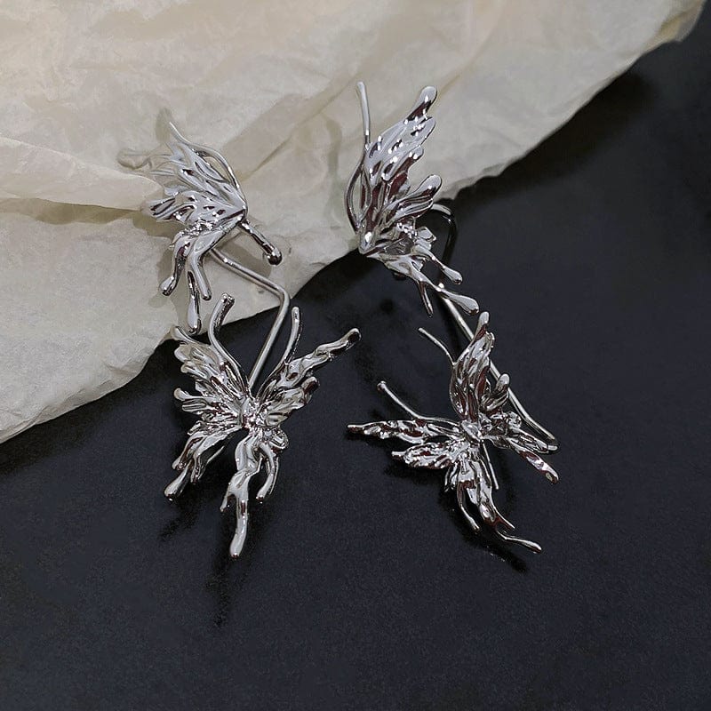 Geometric Liquid Butterfly Ear Cuff Climber Crawler Wrap Earring