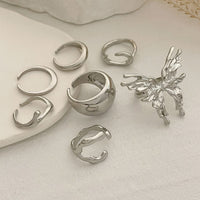 Thumbnail for Geometric Liquid Butterfly Stackable Open Ring Set - ArtGalleryZen