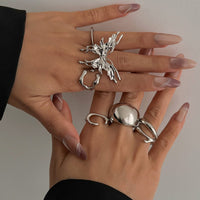 Thumbnail for Geometric Liquid Butterfly Stackable Open Ring Set - ArtGalleryZen