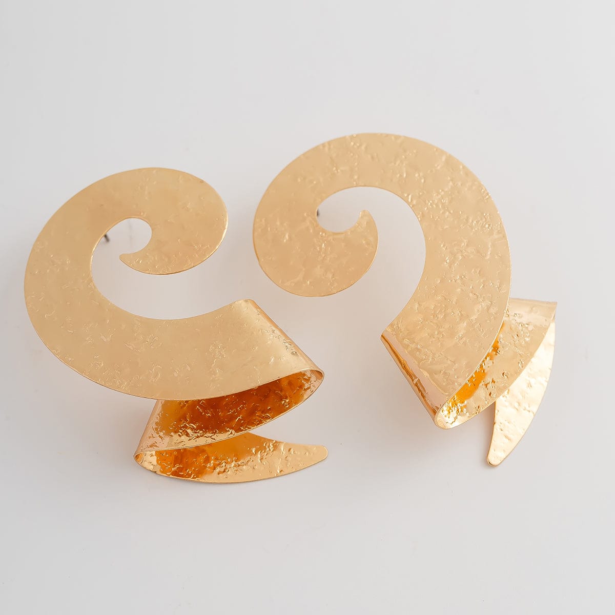 Geometric Metal Spiral Folding Pattern Earrings - ArtGalleryZen