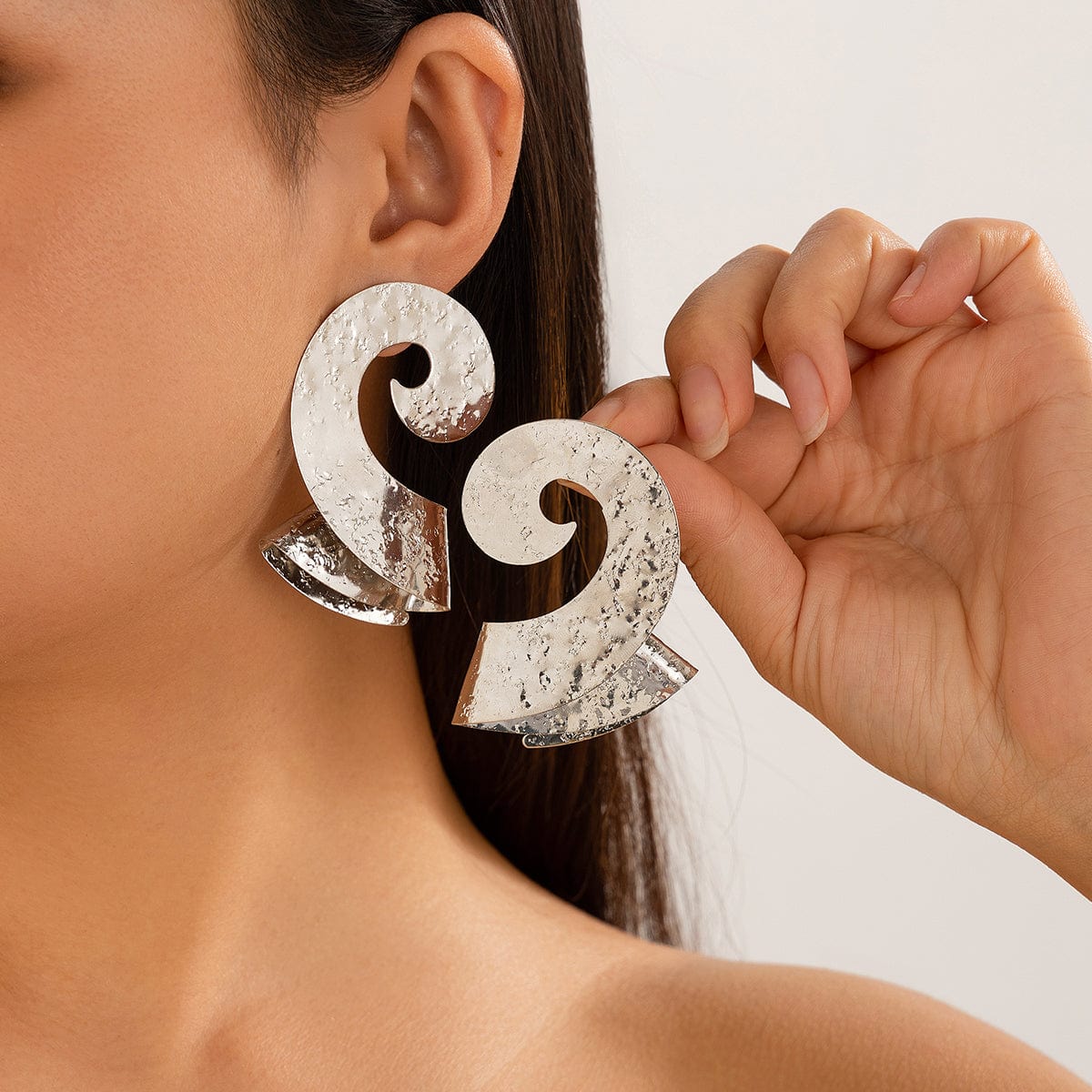 Geometric Metal Spiral Folding Pattern Earrings - ArtGalleryZen