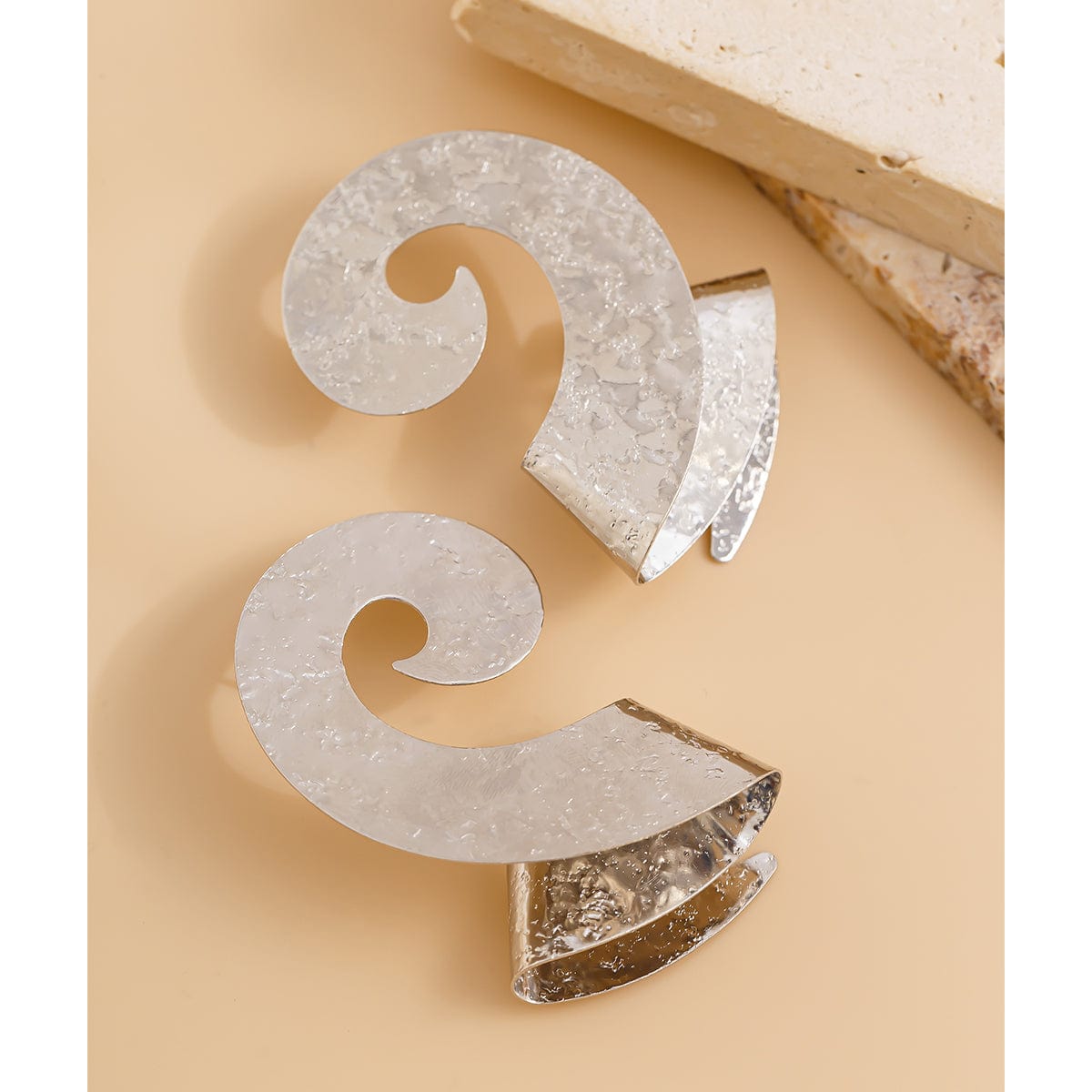 Geometric Metal Spiral Folding Pattern Earrings - ArtGalleryZen