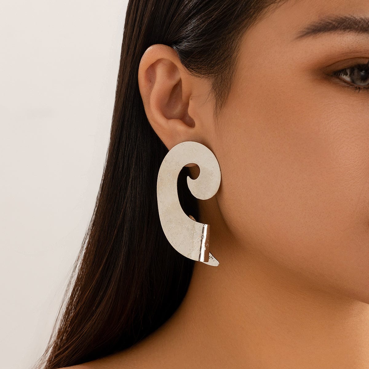 Geometric Metal Spiral Folding Pattern Earrings