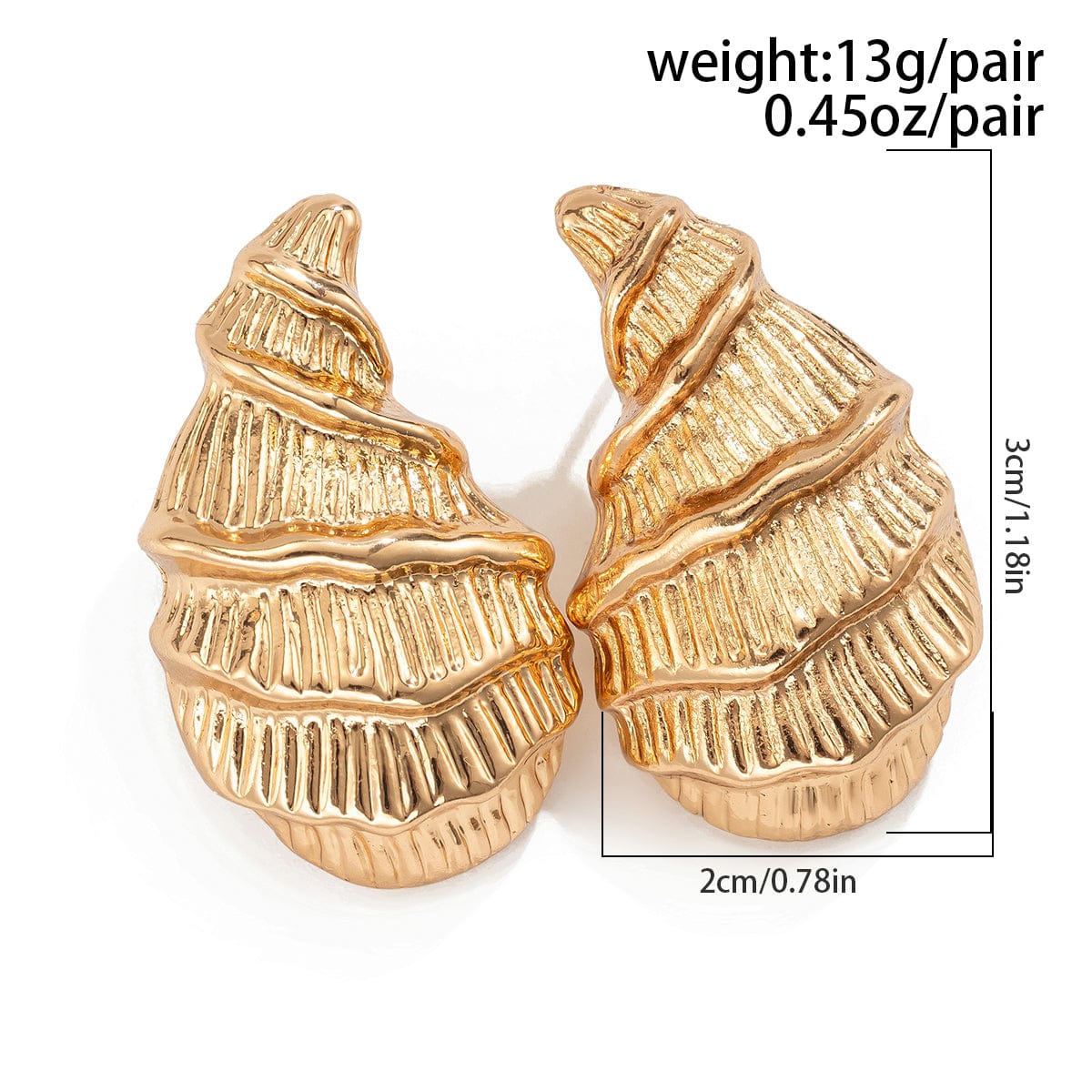 Geometric Metallic Conch Shaped Earrings