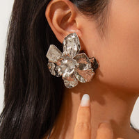 Thumbnail for Geometric Metallic Pleated Flower Stud Earrings