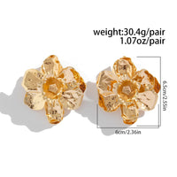 Thumbnail for Geometric Metallic Pleated Flower Stud Earrings