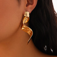 Thumbnail for Geometric Metallic Spiral Ribbon Earrings