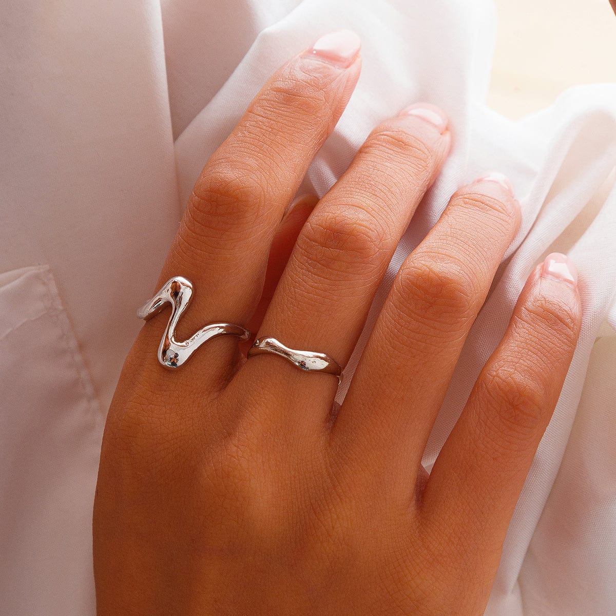 Geometric Minimalist 2Pcs Curved Ring Set