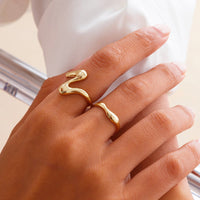 Thumbnail for Geometric Minimalist 2Pcs Curved Ring Set