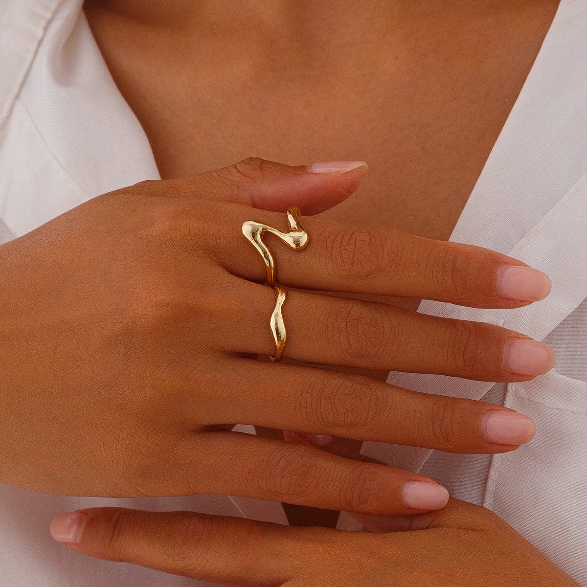 Geometric Minimalist 2Pcs Curved Ring Set