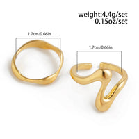 Thumbnail for Geometric Minimalist 2Pcs Curved Ring Set