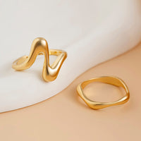 Thumbnail for Geometric Minimalist 2Pcs Curved Ring Set