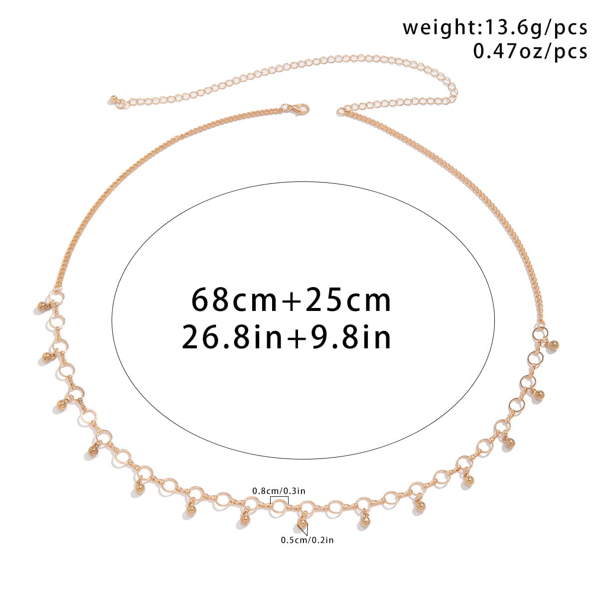 Geometric Minimalist Ball Tassel Hoop Belly Chain