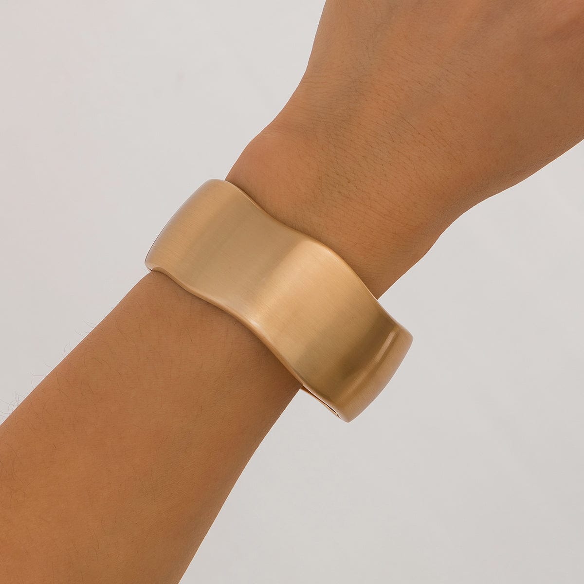 Geometric Minimalist Curved Wide Cuff Bangle Bracelet