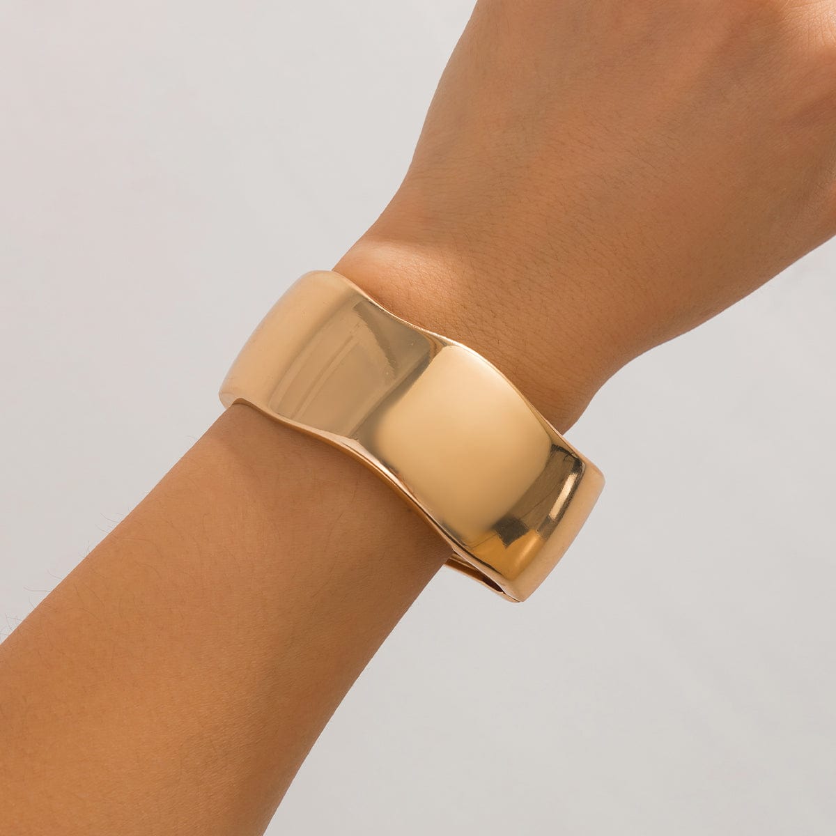 Geometric Minimalist Curved Wide Cuff Bangle Bracelet