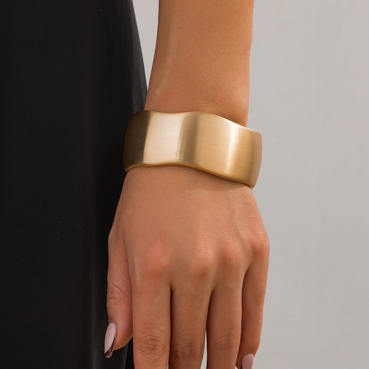 Geometric Minimalist Curved Wide Cuff Bangle Bracelet