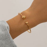 Thumbnail for Geometric Minimalist  Duo Ball Open Cuff Bangle Bracelet