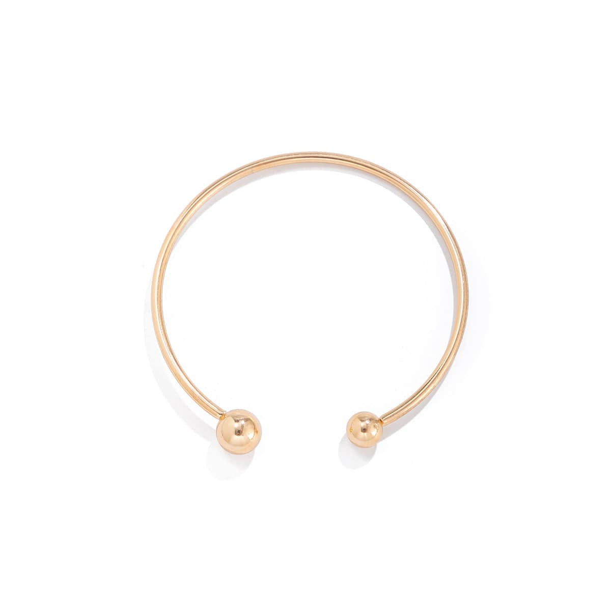 Geometric Minimalist  Duo Ball Open Cuff Bangle Bracelet