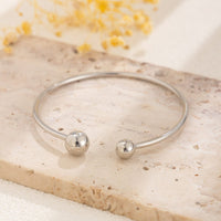 Thumbnail for Geometric Minimalist  Duo Ball Open Cuff Bangle Bracelet