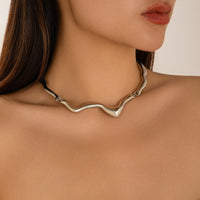 Thumbnail for Geometric Minimalist Flow Water Collar Necklace - ArtGalleryZen