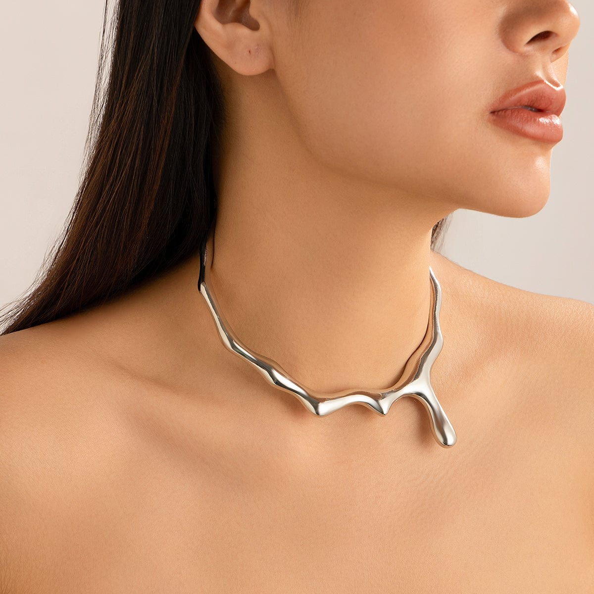 Geometric Minimalist Flow Waterdrop Collar Necklace