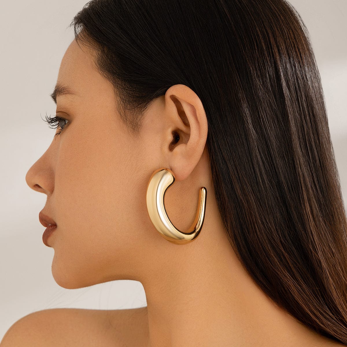 Geometric Minimalist Glossy C Shaped Earrings