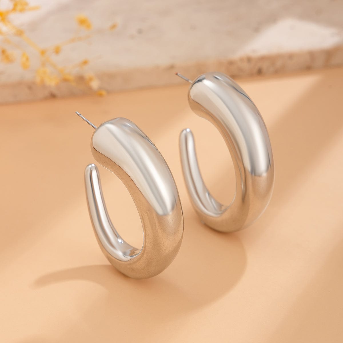 Geometric Minimalist Glossy C Shaped Earrings