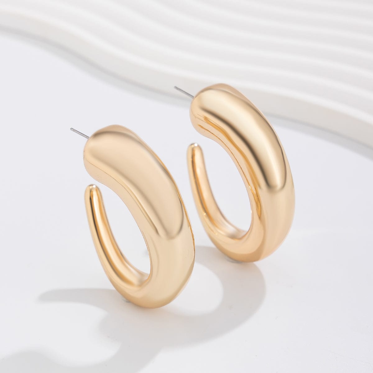 Geometric Minimalist Glossy C Shaped Earrings