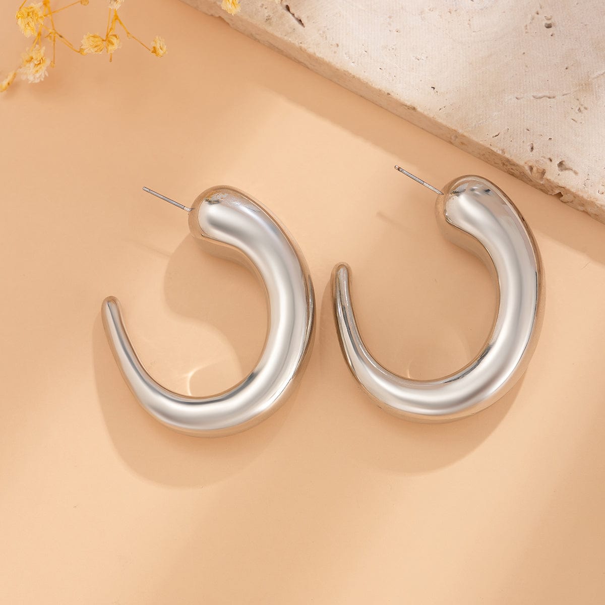 Geometric Minimalist Glossy C Shaped Earrings