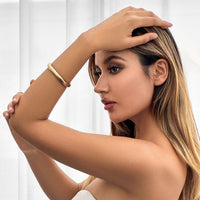 Thumbnail for Geometric Minimalist Glossy Curved Bangle Bracelet - ArtGalleryZen