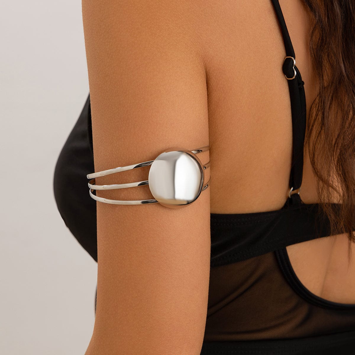 Geometric Minimalist Glossy Round Charm Arm Cuff