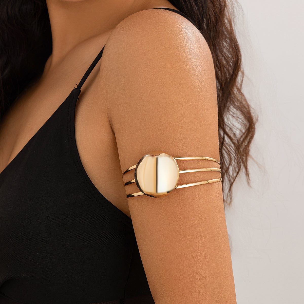 Geometric Minimalist Glossy Round Charm Arm Cuff