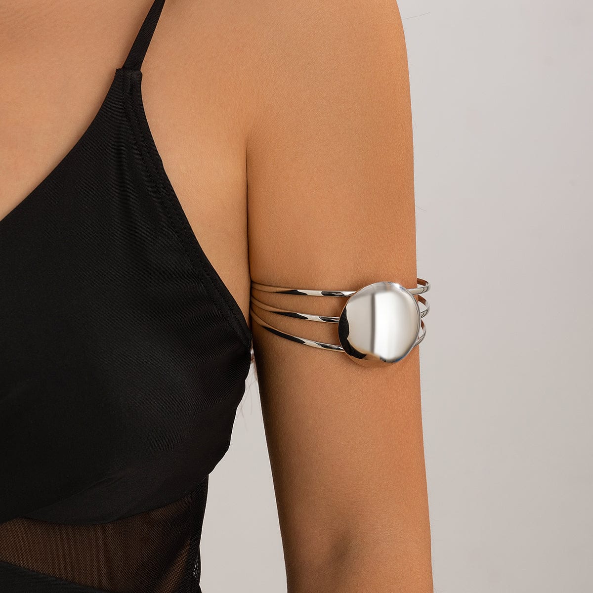 Geometric Minimalist Glossy Round Charm Arm Cuff