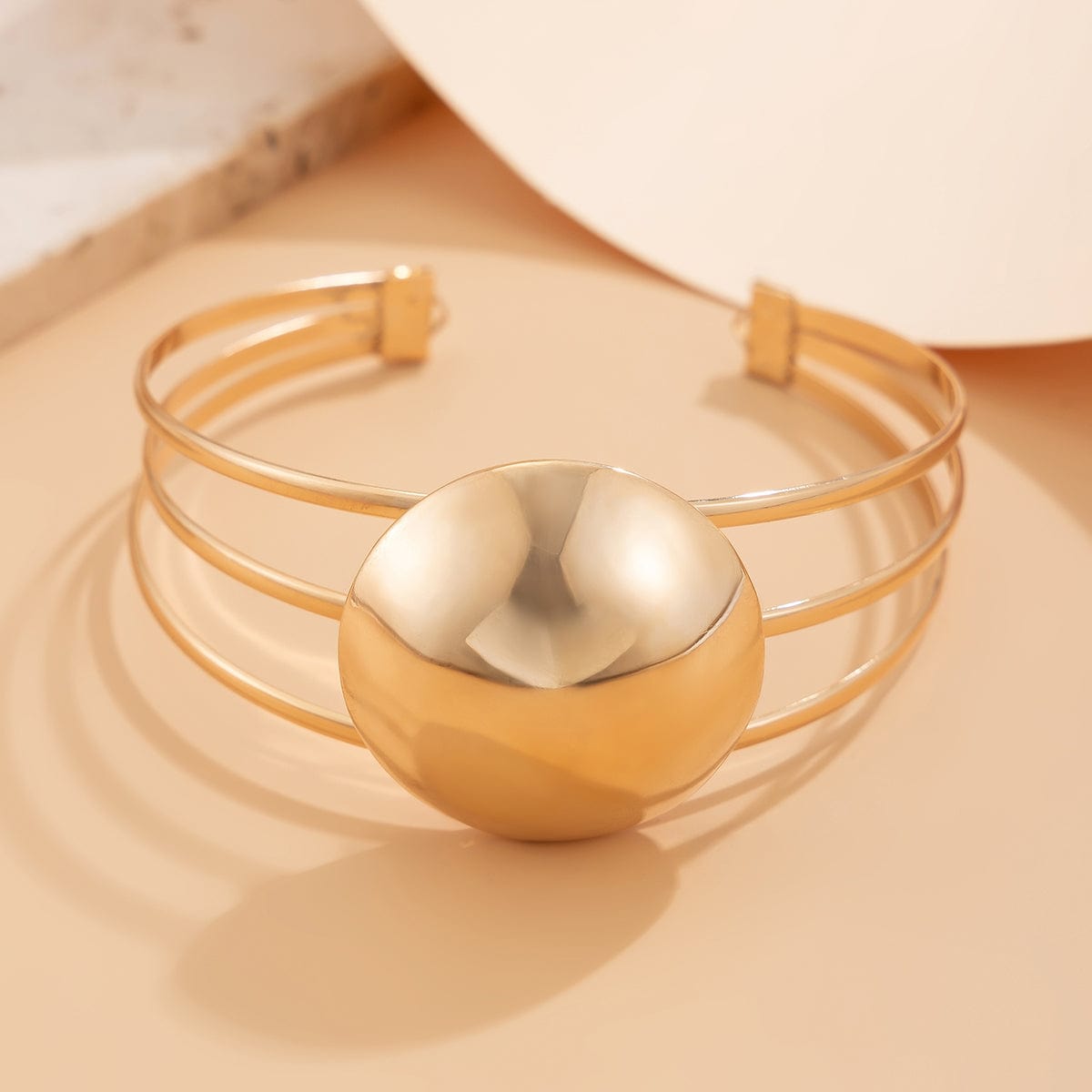 Geometric Minimalist Glossy Round Charm Arm Cuff