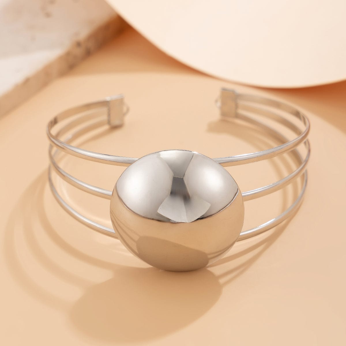 Geometric Minimalist Glossy Round Charm Arm Cuff