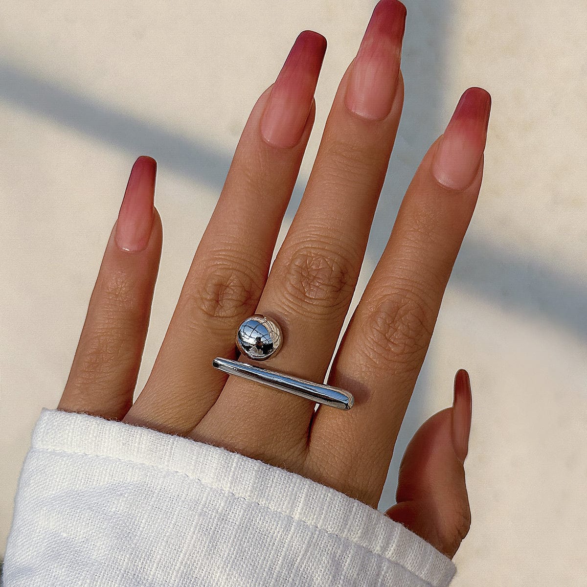 Geometric Minimalist Glossy Round Open Ring